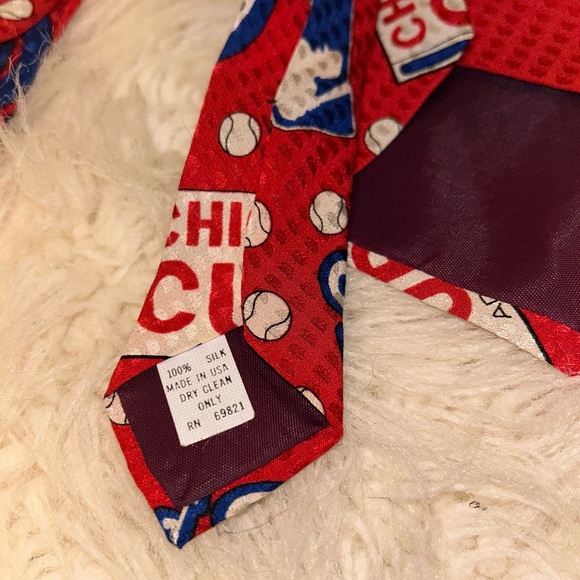 VTG 1992 RM Style Chicago Cubs Ralph Marlin Silk Neck Tie R/W/B Admit One - Picture 7 of 12